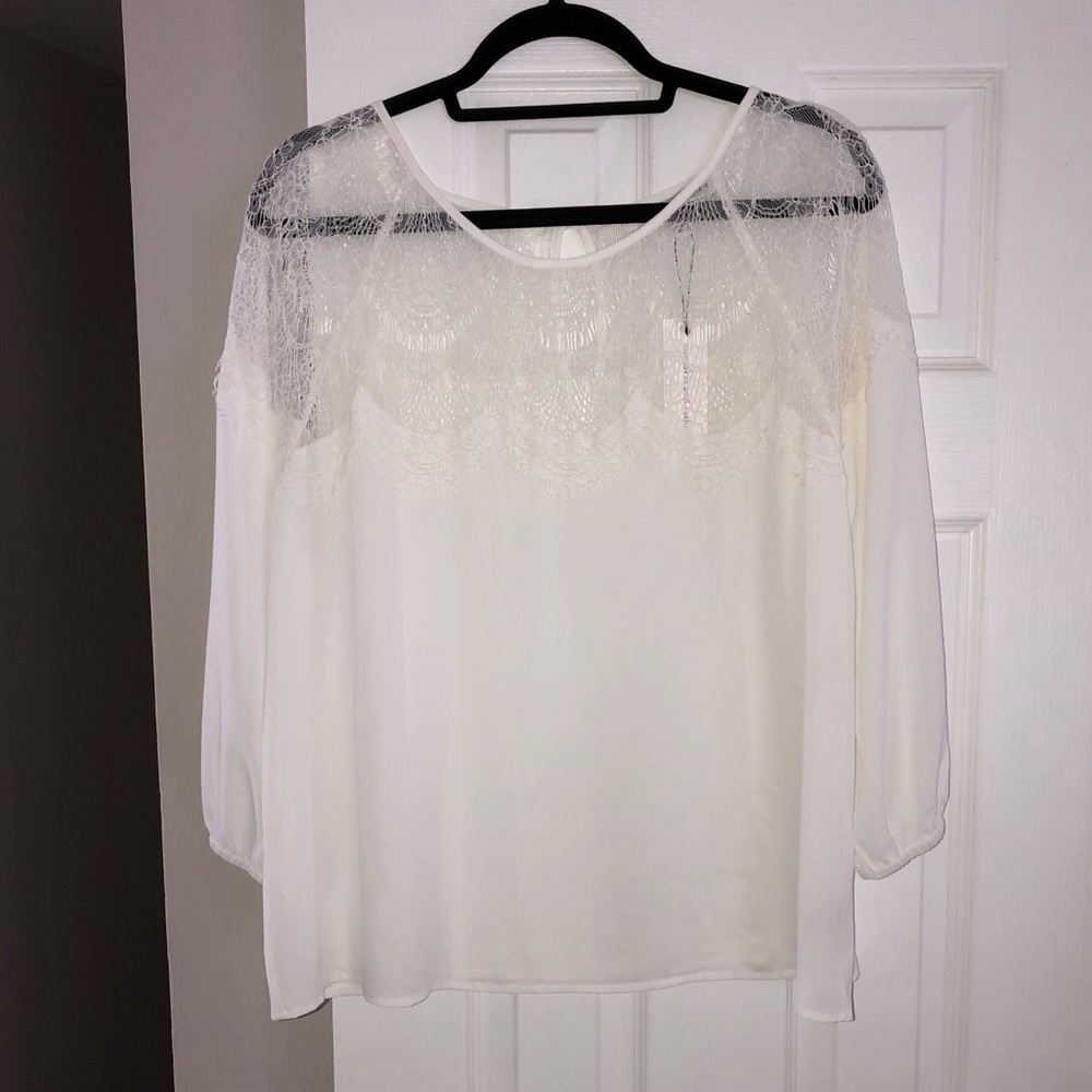 Cupcakes and Cashmere White Blouse with Lace